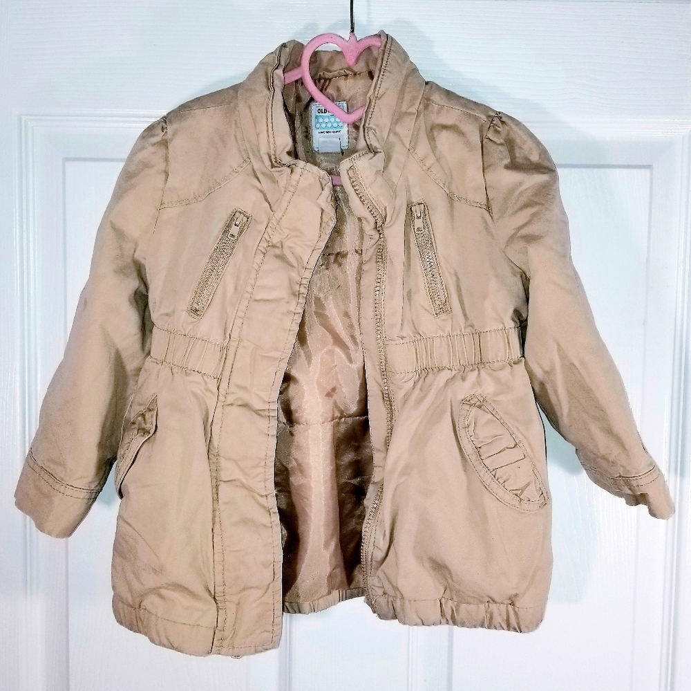 💌Girls💌 tan Old Navy mock short trench coat
